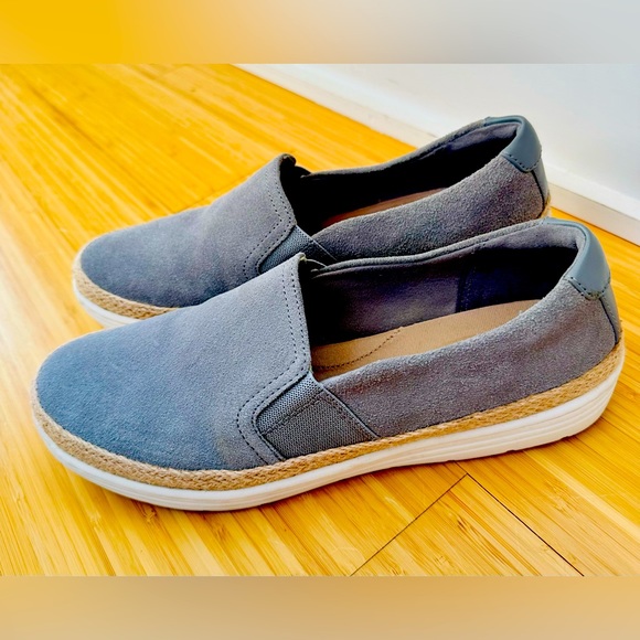 Clarks Shoes - Clark’s Gray Suede Marie Sail Ultimate Comfort Slip On Shoes, Size: 8